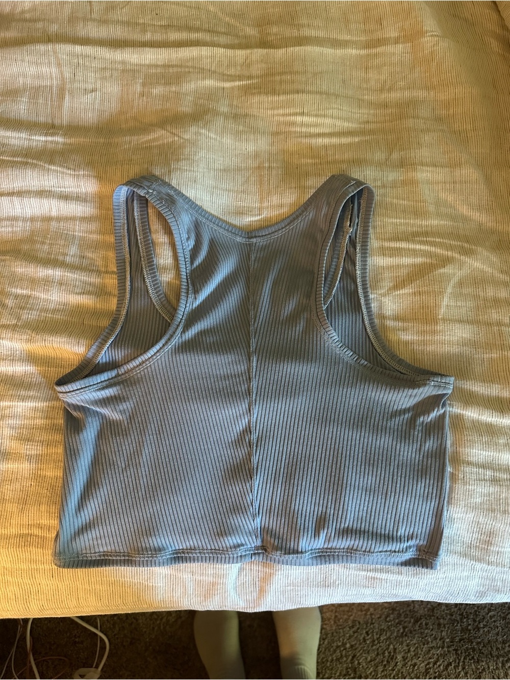 Women’s Ribbed Racerback Axis Crop Tank Top - Light Blue - Picture 3 of 3